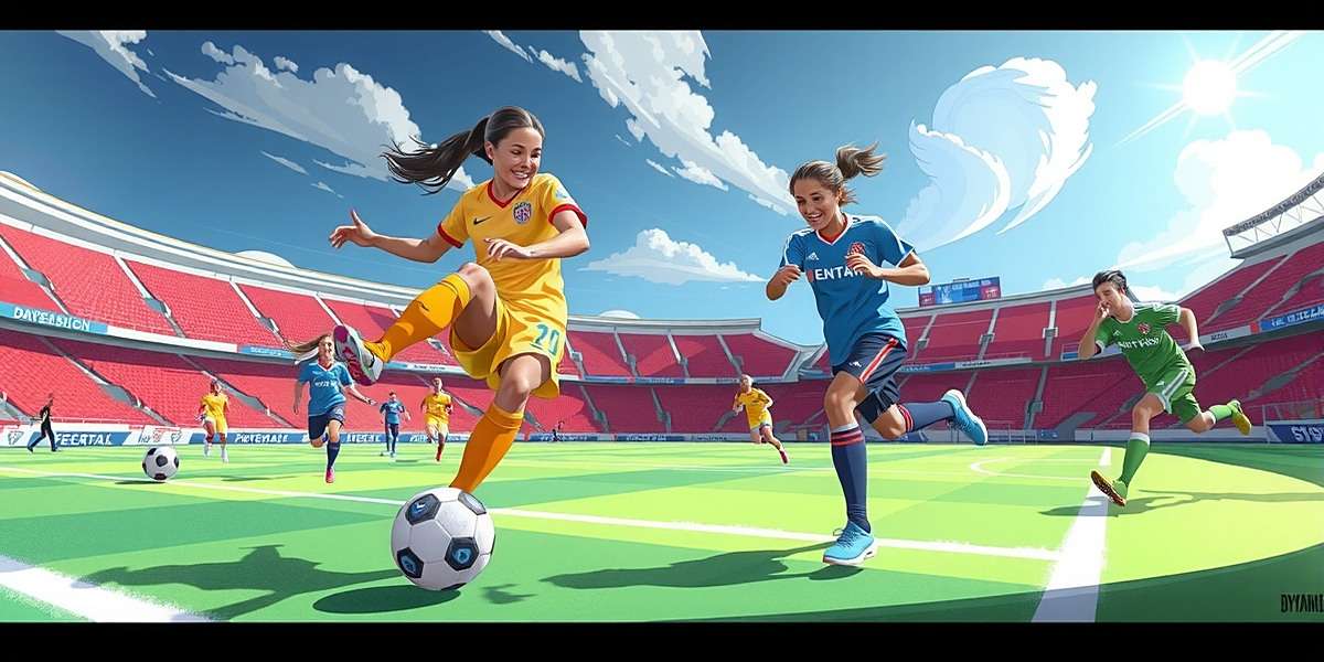 Dynamic Dribblers - Upcoming Features Concept art for upcoming Dynamic Dribblers update showing women's football teams and new stadiums