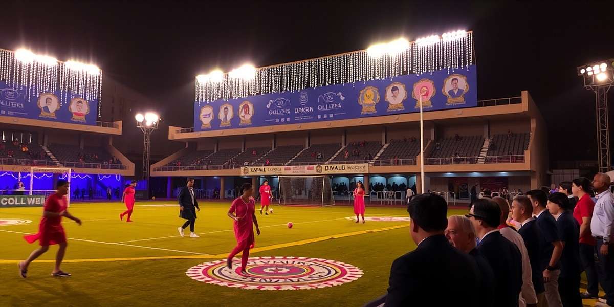 Dynamic Dribblers - Diwali Special Event Dynamic Dribblers Diwali special event with stadium decorated with lights and rangoli patterns